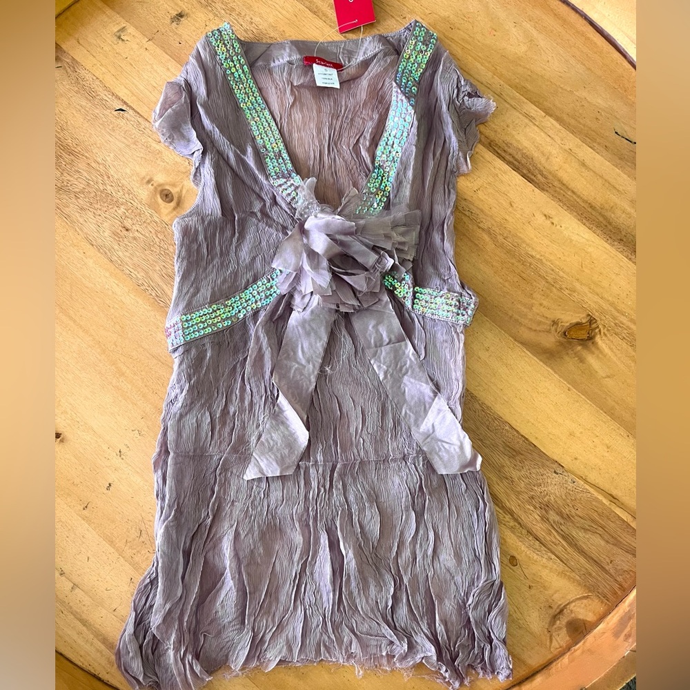 Vintage y2k fairy style Scarlett Lavender Silk Top NWT with Sequin Accents